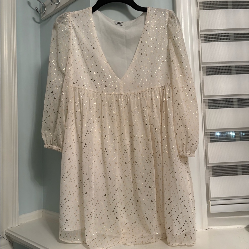 Sunday Best Cream Dress with Gold Sparkle